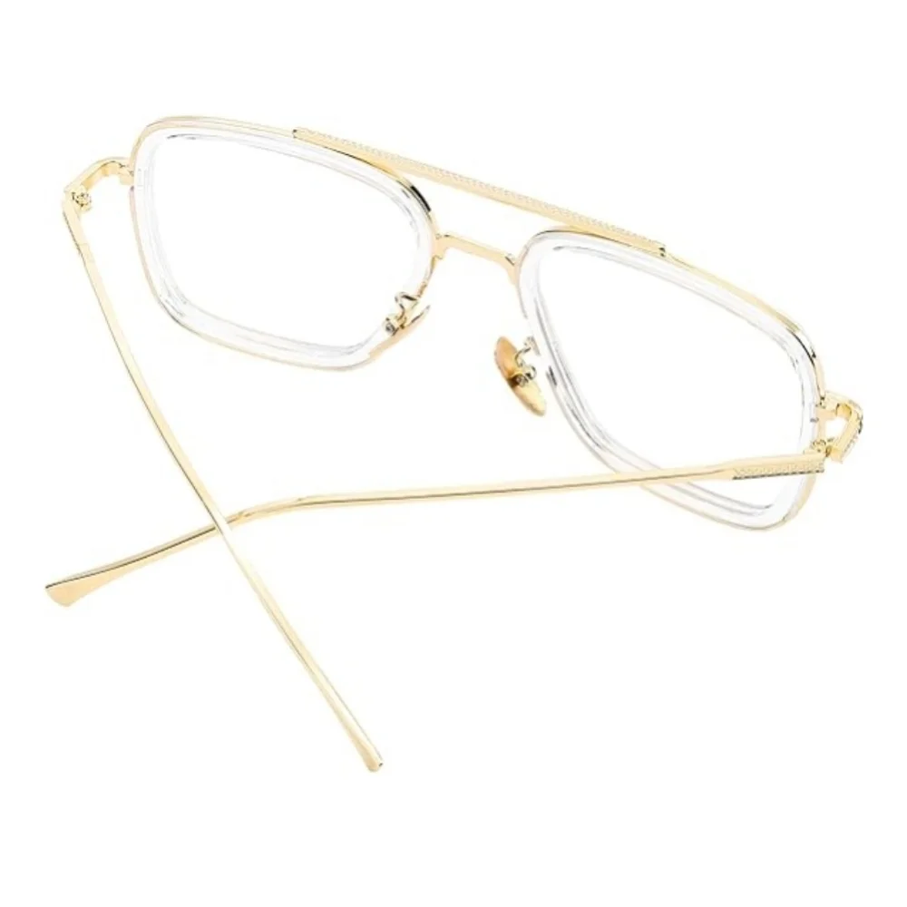 Blue Light Blocking Metal Frame Non-Prescription Eyeglasses Gold - Picture 2 of 5